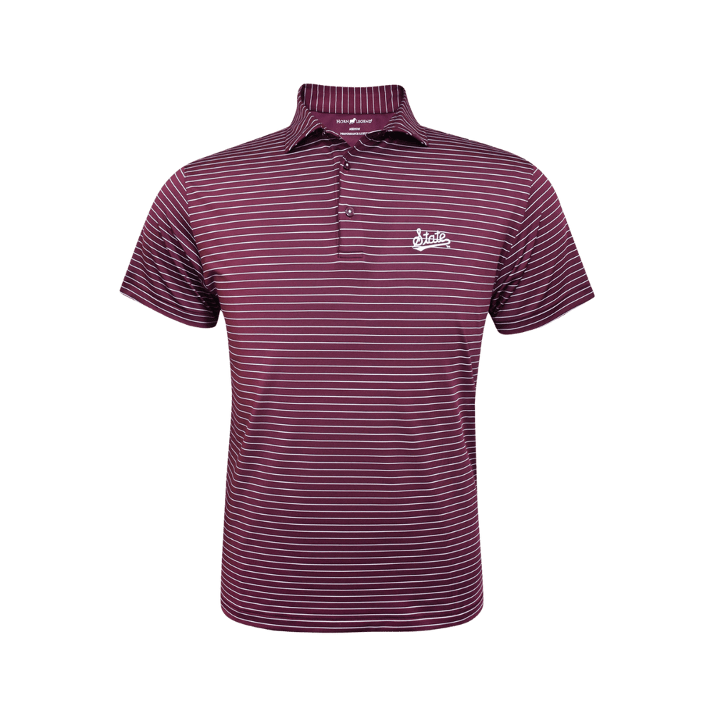 MSU Horn Legend Maroon Stripe Polo - Shop B - Unlimited - men resort