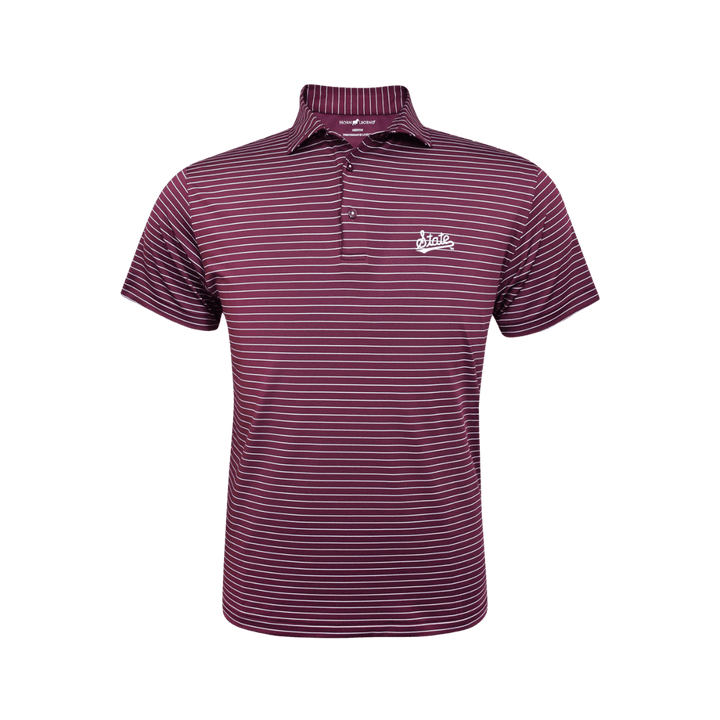 MSU Horn Legend Maroon Stripe Polo - Shop B - Unlimited - men resort