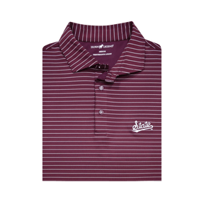 MSU Horn Legend Maroon Stripe Polo - Shop B - Unlimited - men resort