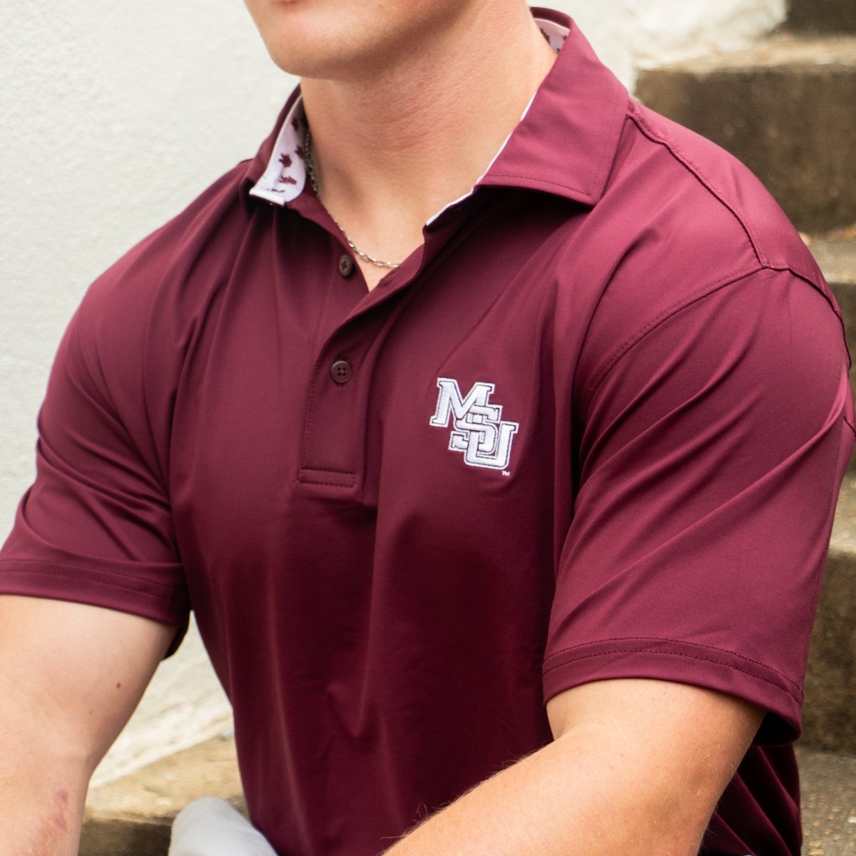 MSU Horn Legend Solid Interlocking Polo - Shop B - Unlimited - men resort