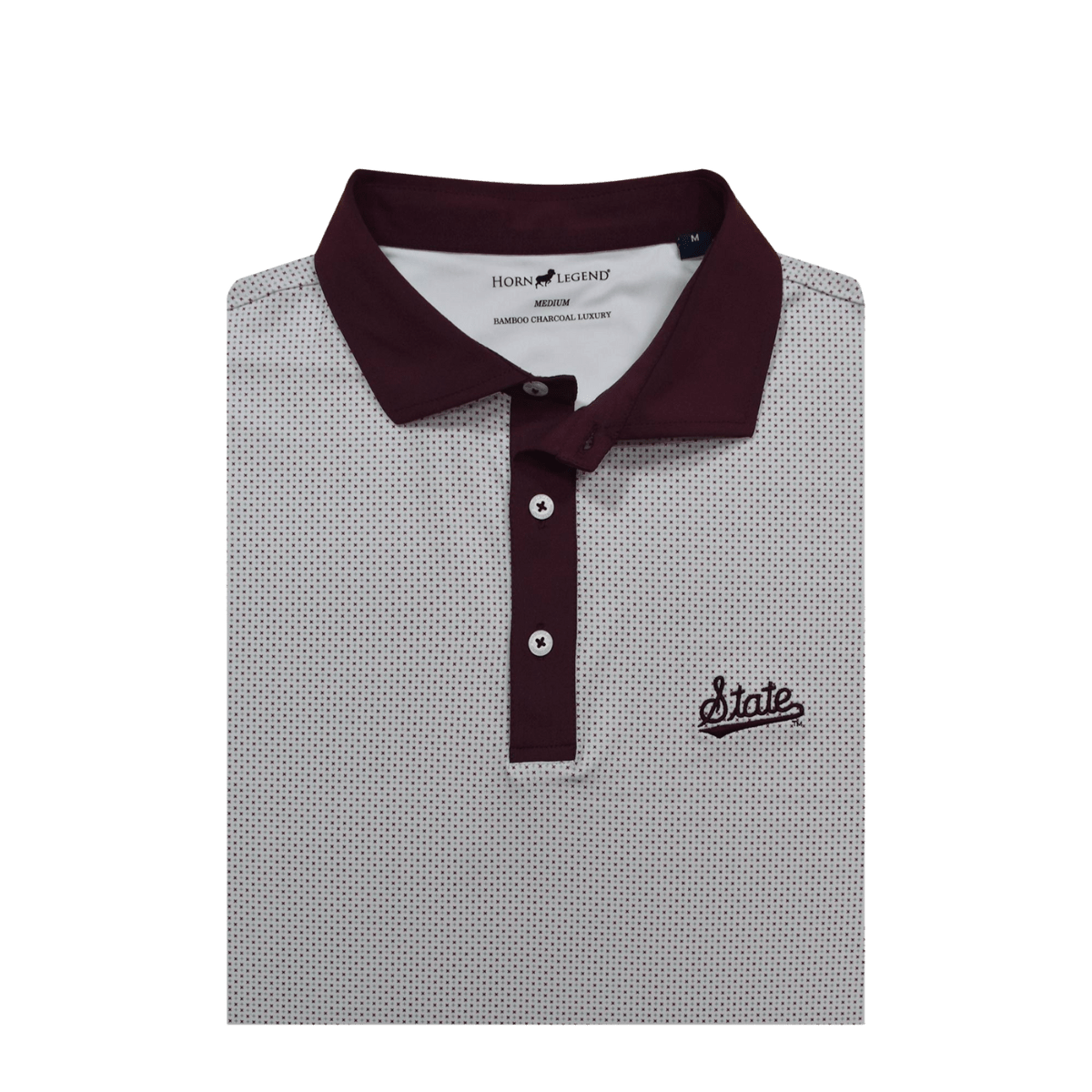 MSU Horn Legend State Script Dot Pattern Polo - Shop B - Unlimited - men resort