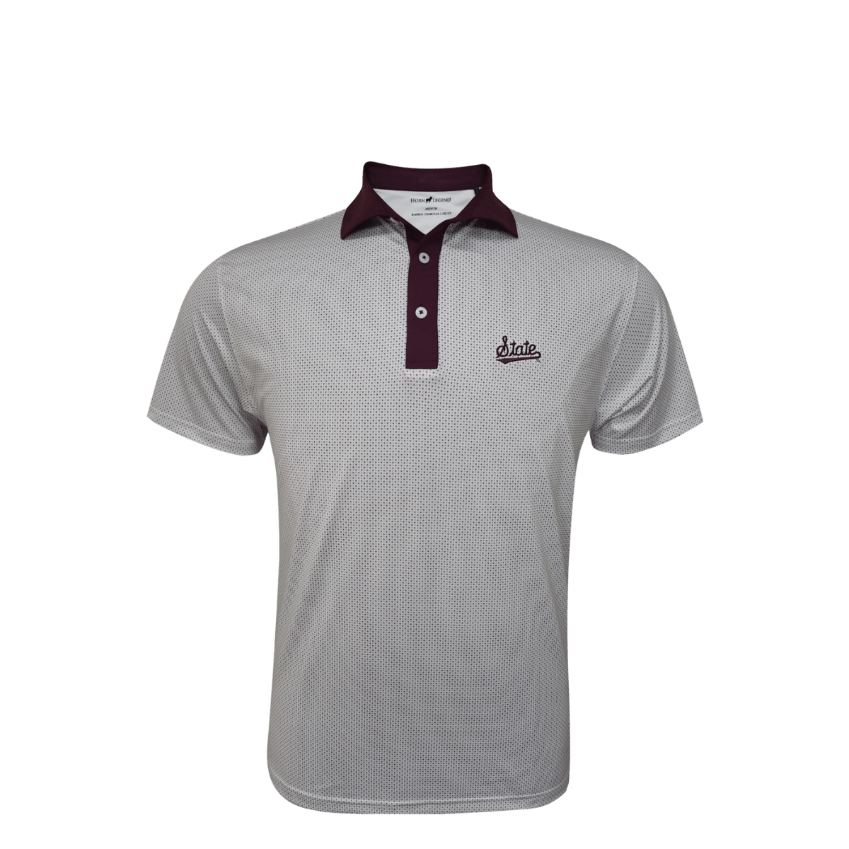 MSU Horn Legend State Script Dot Pattern Polo - Shop B - Unlimited - men resort