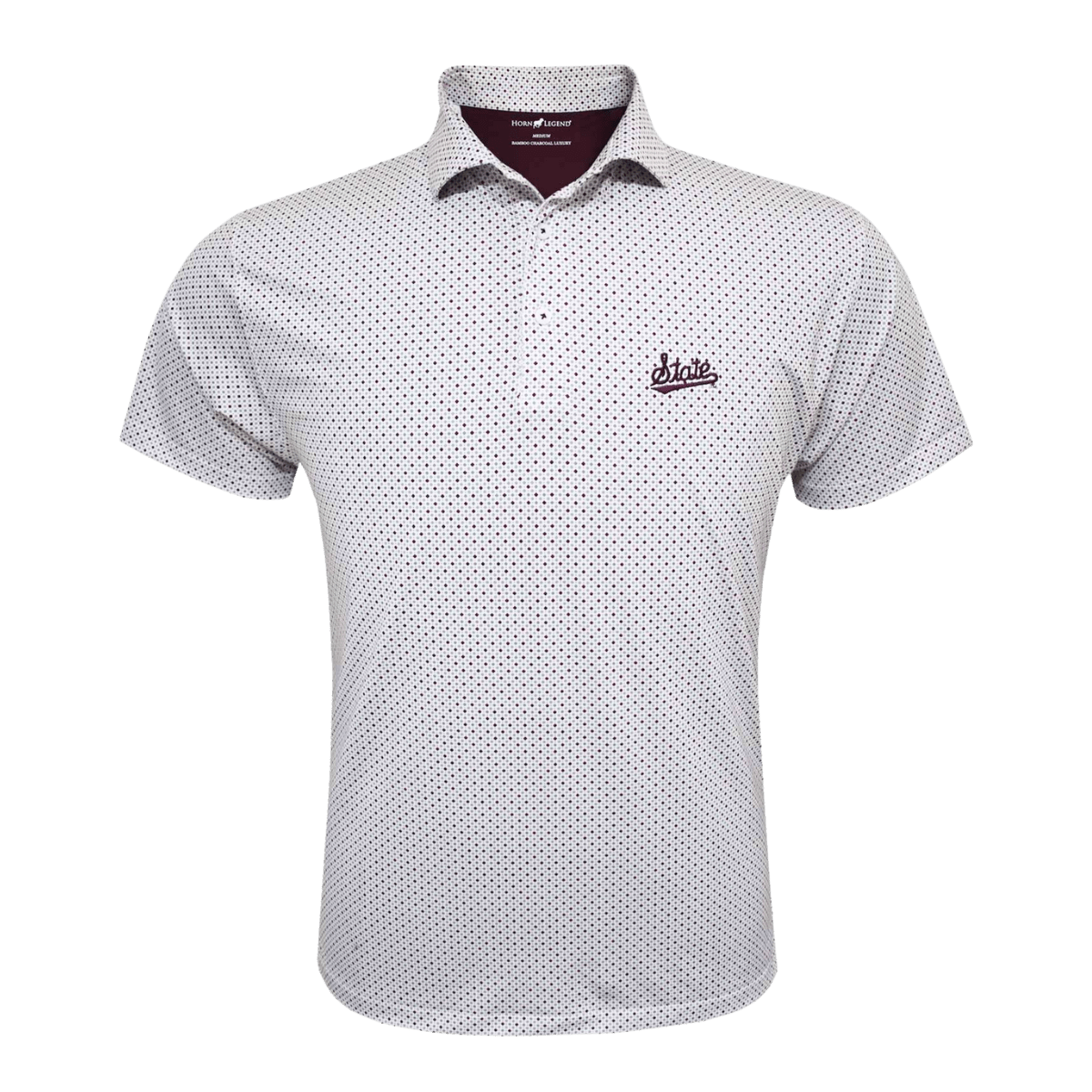 MSU Horn Legend State Script Dot Pattern Polo - Shop B - Unlimited - men resort