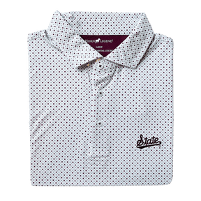 MSU Horn Legend State Script Dot Pattern Polo - Shop B - Unlimited - men resort