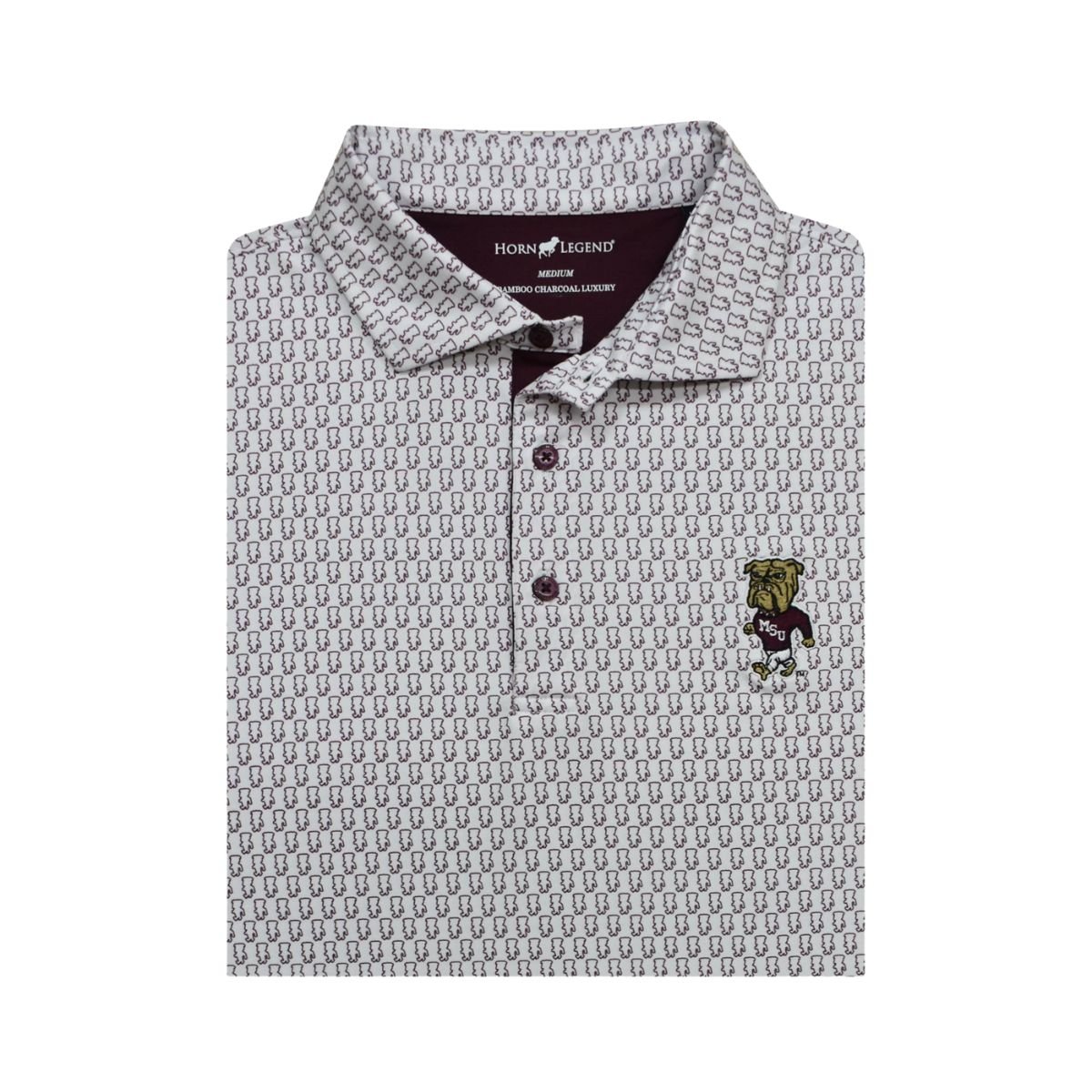 MSU Horn Legend Walking Bully Pattern Polo - Shop B - Unlimited - men resort