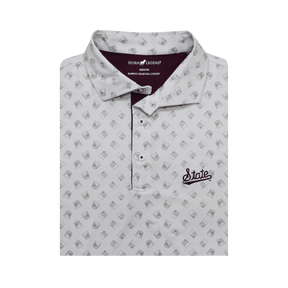 MSU Horn Legend Whiskey Glass Pattern Polo - Shop B - Unlimited - men resort