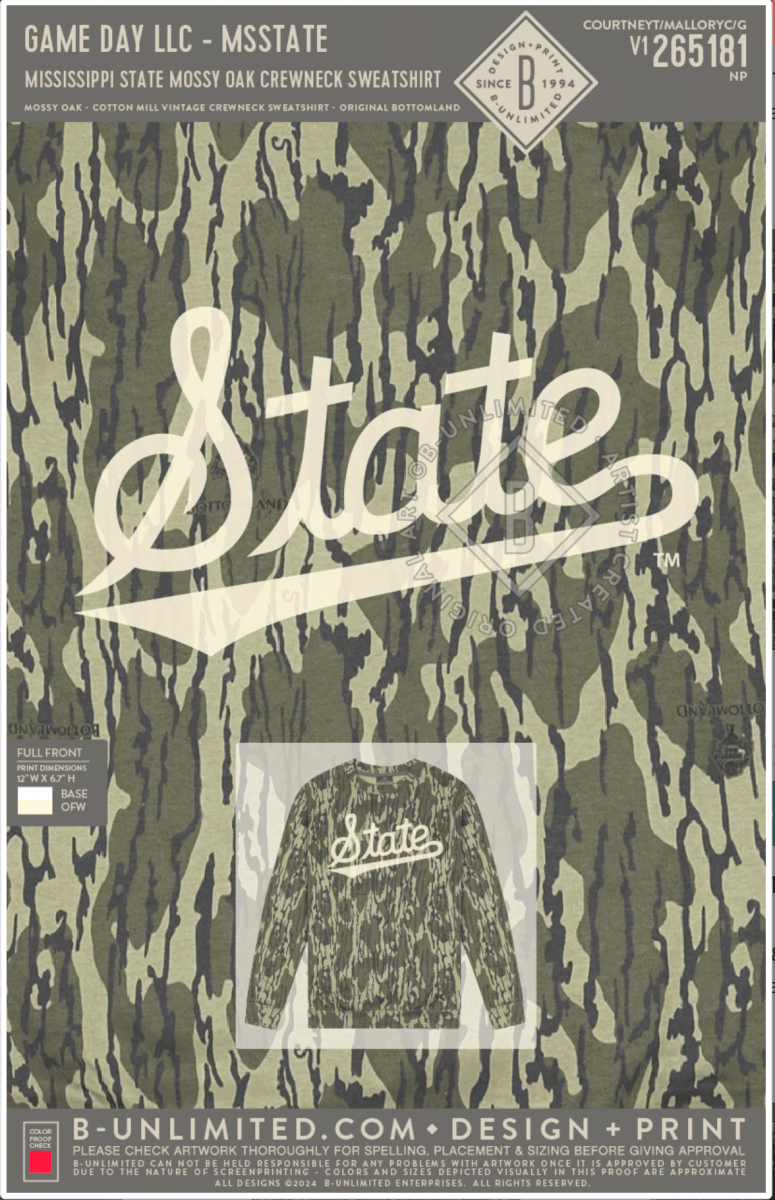 MSU Mossy Oak Crewneck Sweatshirt - Game Day Apparel - men tee