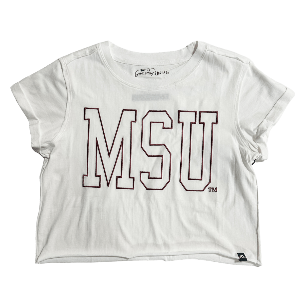 MSU Outline Cropped Cuff T-Shirt - Shop B - Unlimited - women tee