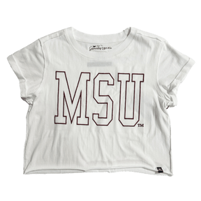 MSU Outline Cropped Cuff T-Shirt - Shop B - Unlimited - women tee