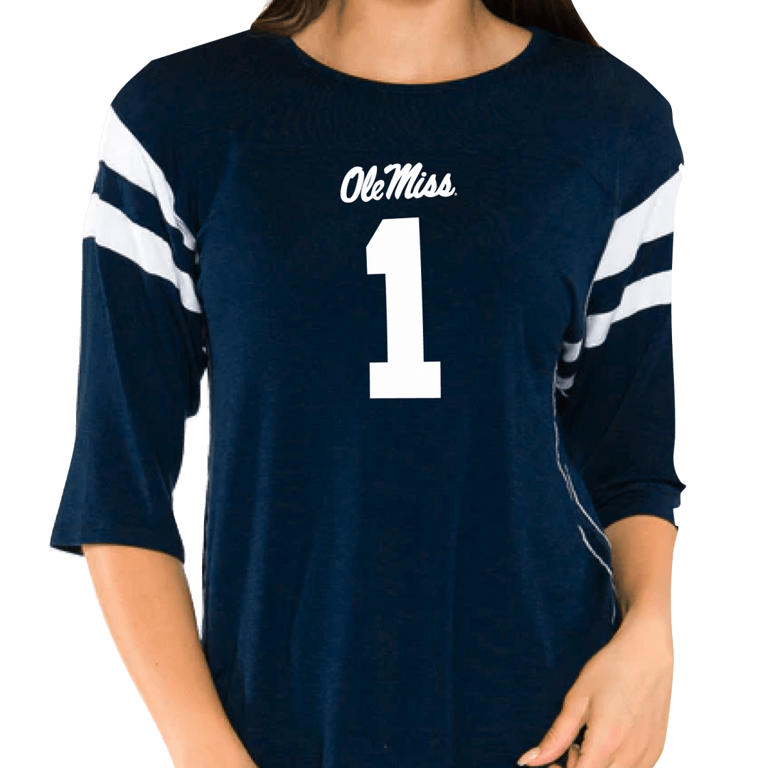 Navy Blue Ole Miss Football Jersey T-Shirt - Shop B - Unlimited - 