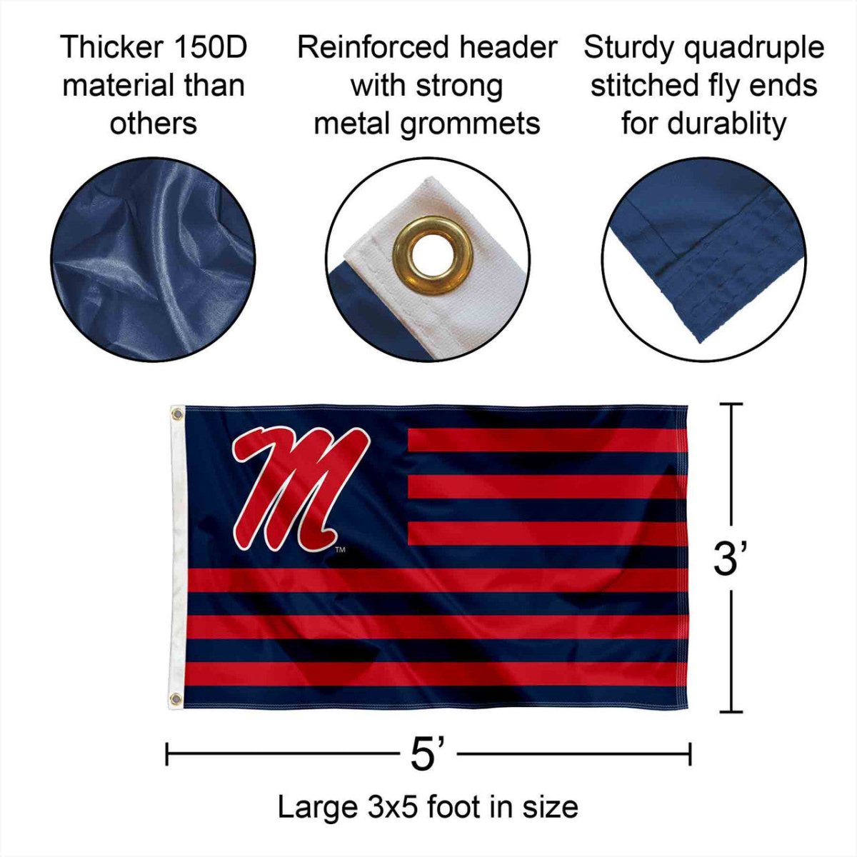 Ole Miss American Stripes Nation Flag - Shop B - Unlimited - 