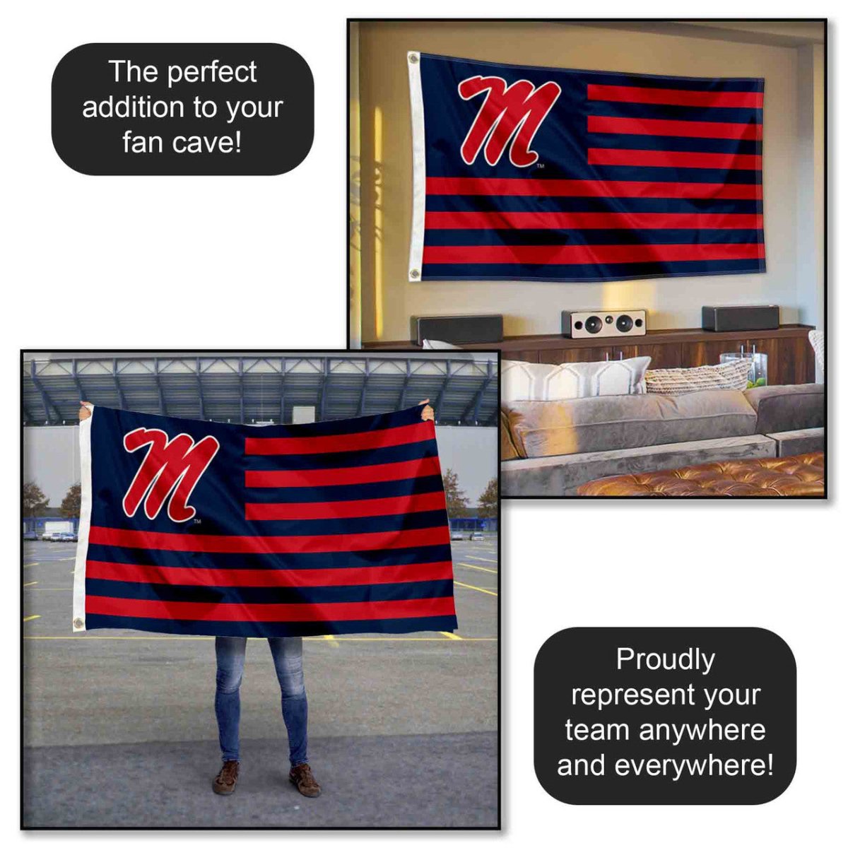 Ole Miss American Stripes Nation Flag - Shop B - Unlimited - 