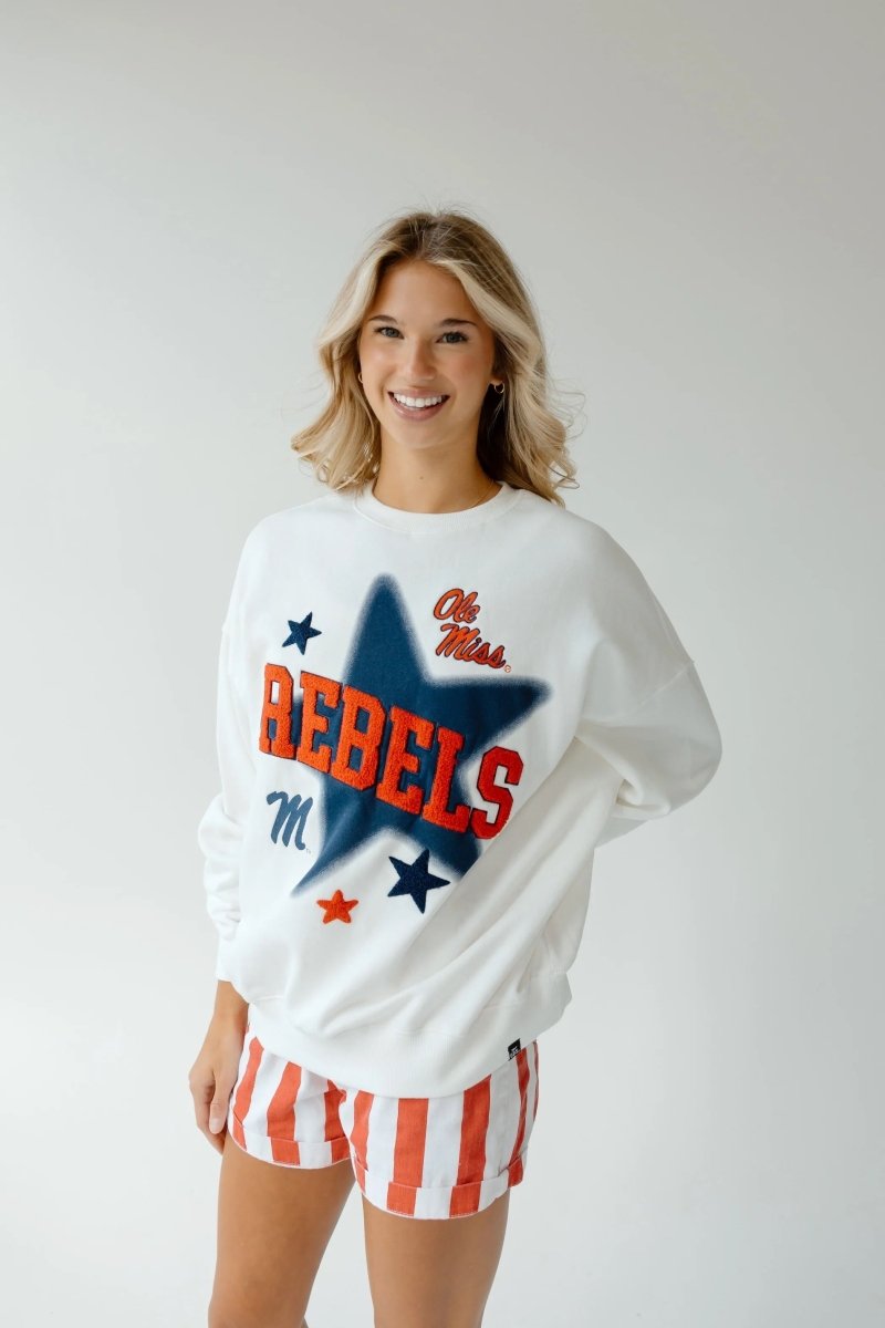 Ole Miss Aura Multimedia OS Fleece Crew - Shop B - Unlimited - 