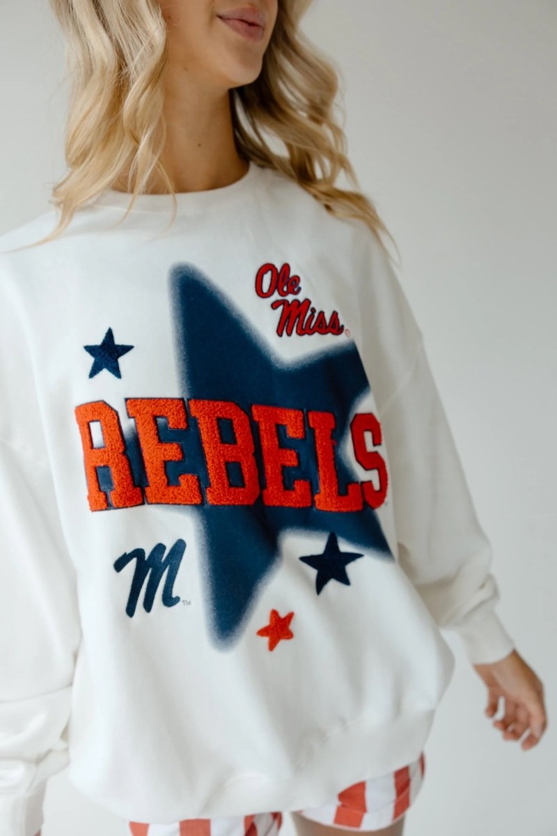 Ole Miss Aura Multimedia OS Fleece Crew - Shop B - Unlimited - 