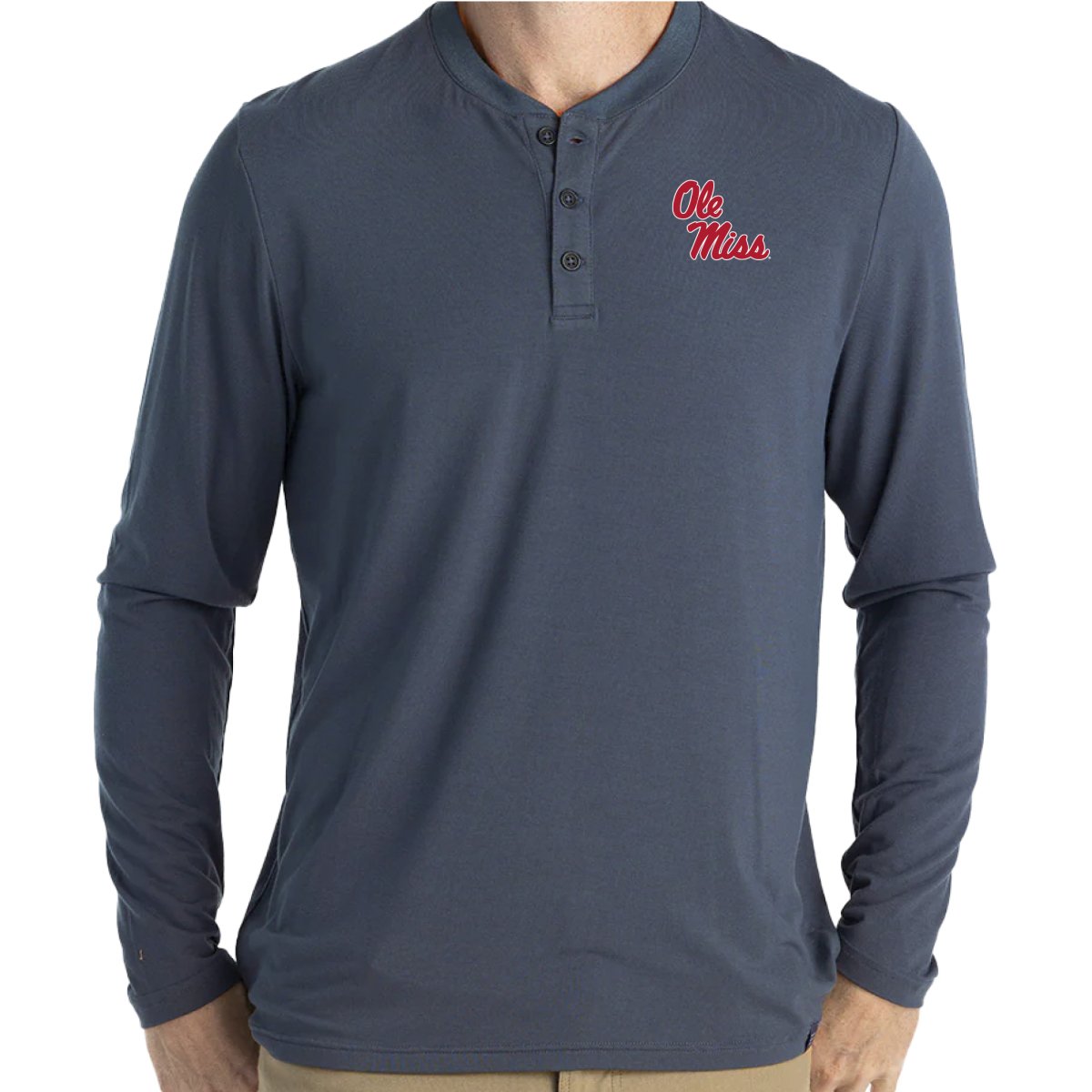 Ole Miss Free Fly Men's Bamboo Flex Henley - Shop B - Unlimited - men tee