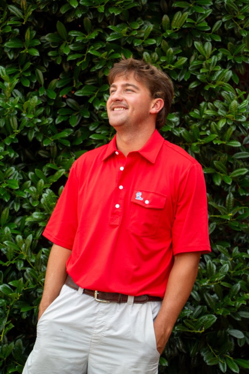 Ole Miss Helmet Script Criquet Performance Players Polo - Game Day Apparel - Polo