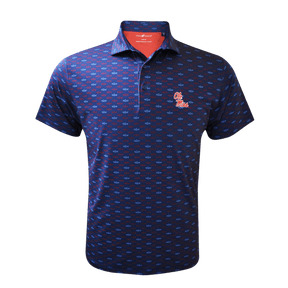 Ole Miss Horn Legend Shark Pattern Polo - Shop B - Unlimited - men resort