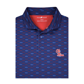 Ole Miss Horn Legend Shark Pattern Polo - Shop B - Unlimited - men resort