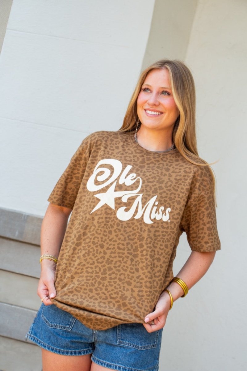Ole Miss LAT Vintage Leopard T-Shirt - Game Day Apparel - T-Shirts