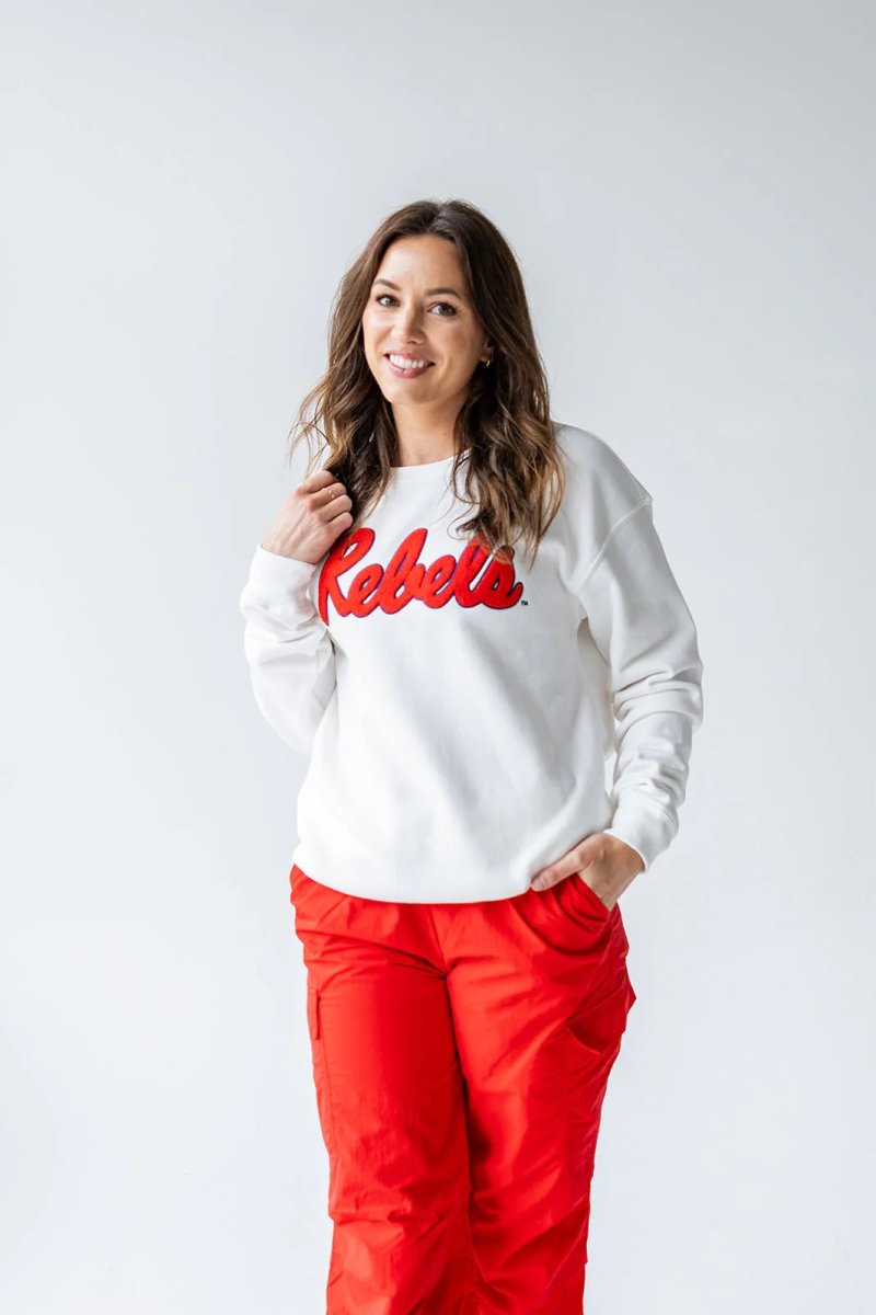 Ole Miss Mascot Chenille Comfort Crew - Shop B - Unlimited - 