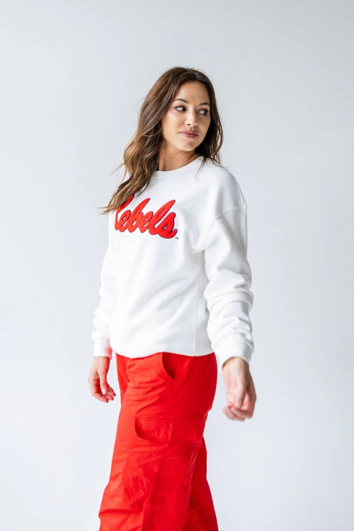 Ole Miss Mascot Chenille Comfort Crew - Shop B - Unlimited - 