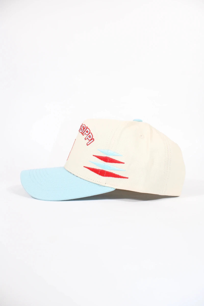 Ole Miss Mississippi Light Blue & Cream Hat - Game Day Apparel - Caps Adjustable