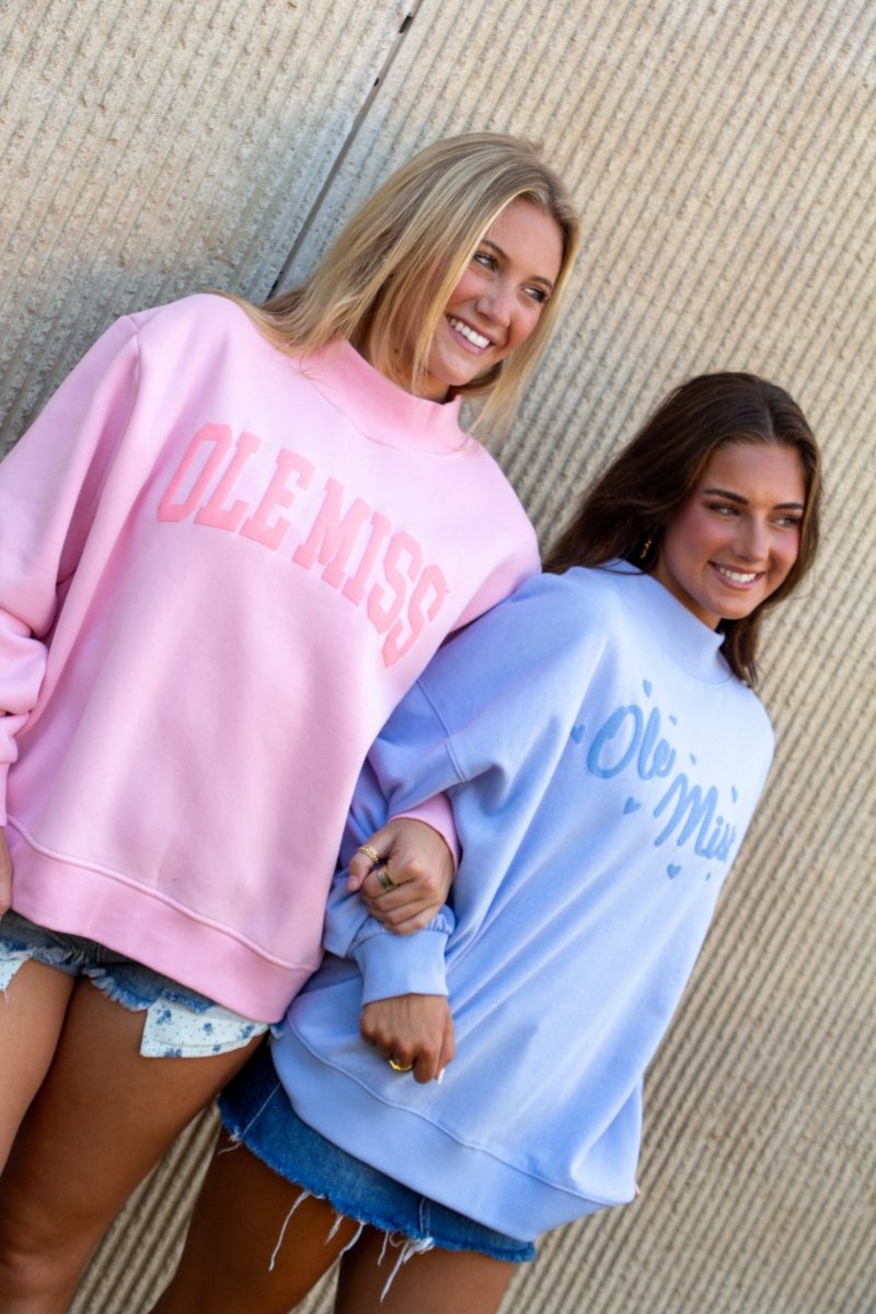 Ole Miss Mock Neck Crew Sweatshirt - Game Day Apparel - Sweatshirts