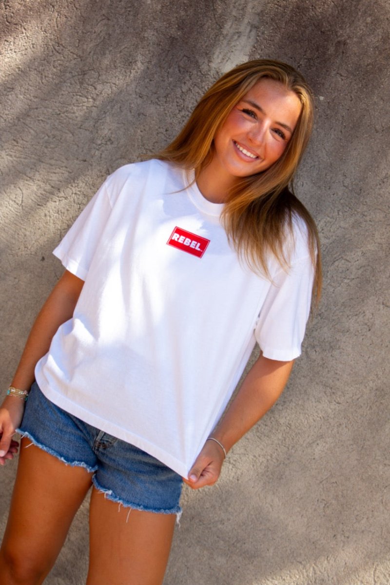 Ole Miss Patch Boxy Crop T-Shirt - Game Day Apparel - women crop