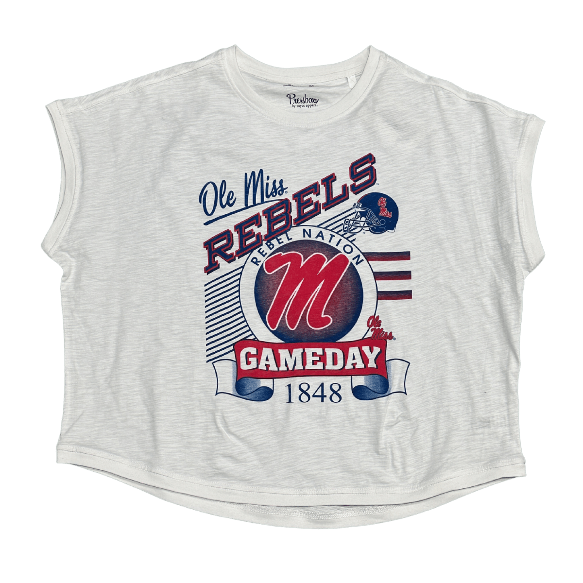 Ole Miss Pressbox Cap Sleeve Calgary Tee - Shop B - Unlimited - women crop