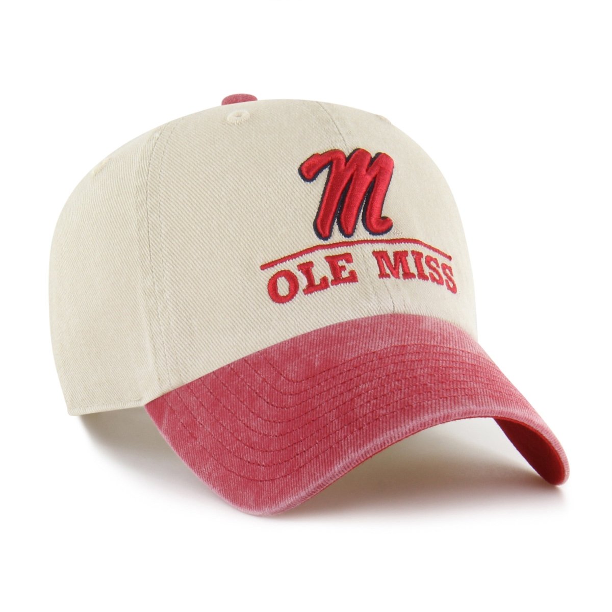 Ole Miss Rebels Mojave M Script Logo Line TT 47 Brand Clean Up Hat - Game Day Apparel - caps adjustable