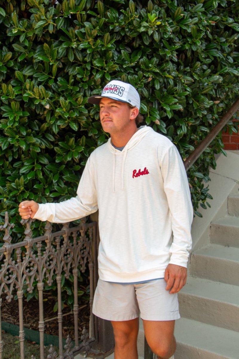 Ole Miss Rebels Script Free Fly Men's Bamboo Slub Hoodie II - Game Day Apparel - Hoodies & Sweatshirts