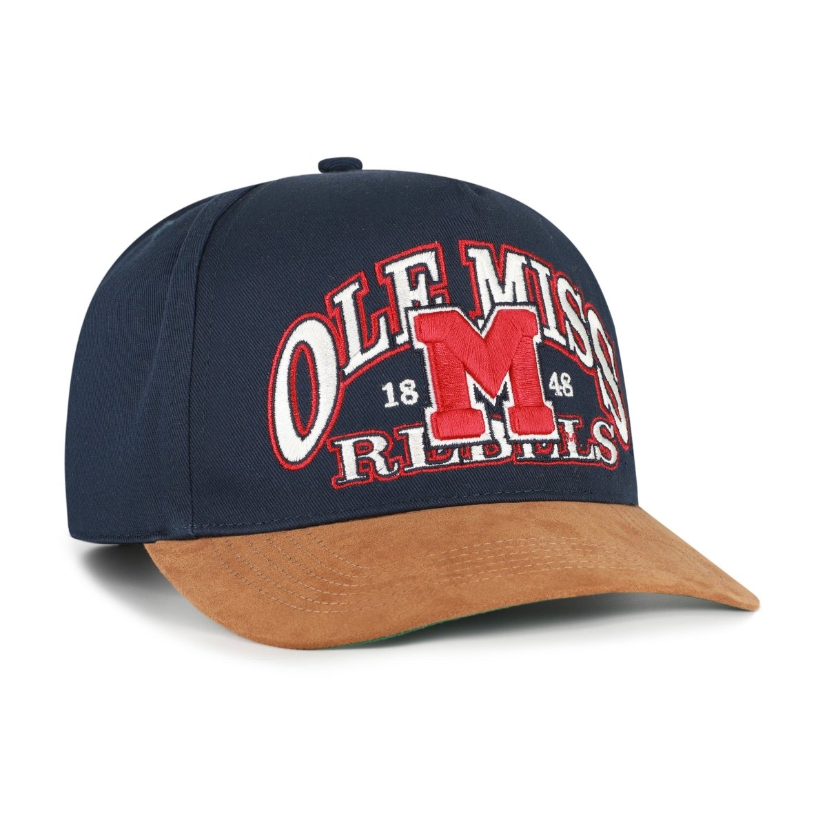 Ole Miss Rebels Vin Navy Break Wood Suede 47 Hitch Hat - Shop B - Unlimited - caps adjustable