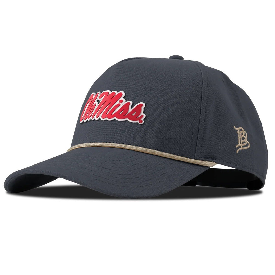 Ole Miss Red Script Branded Bills Curved Canvas 5 Panel Rope Hat - Shop B - Unlimited - 
