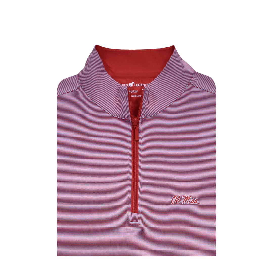 Ole Miss Script Horn Legend Striped 1/4 Zip Pullover - Shop B - Unlimited - men outerwear