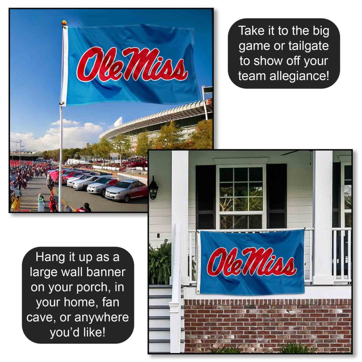 Ole Miss Script Powder Blue Flag - Shop B - Unlimited - novelty flags