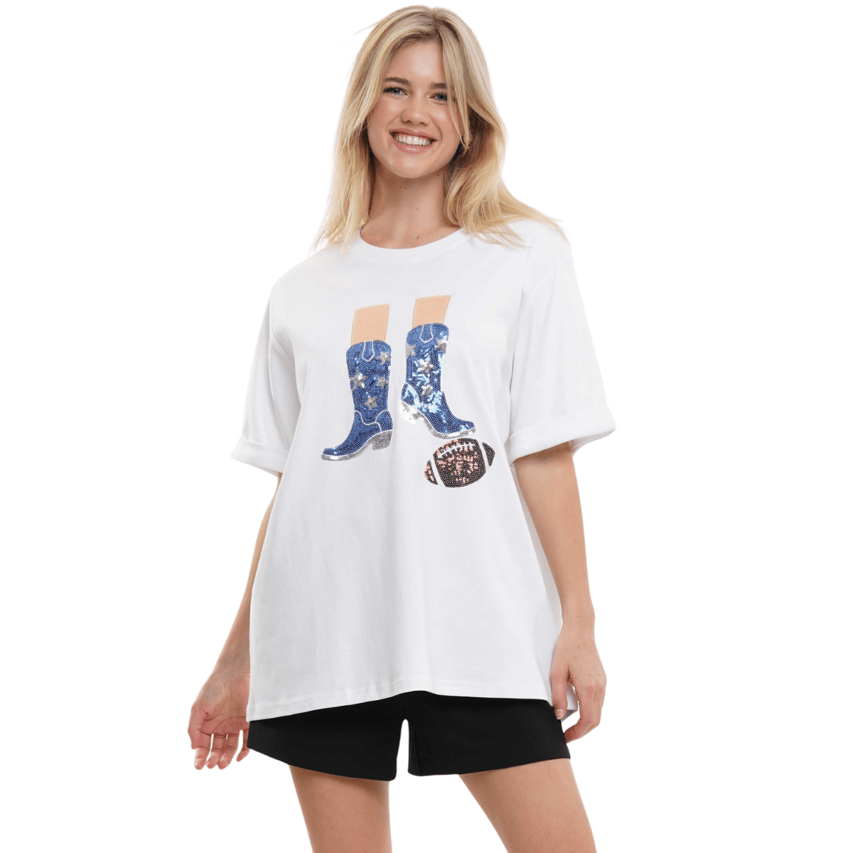 Ole Miss Sequin Boots T-Shirt - Shop B - Unlimited - women tee