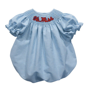 Ole Miss Smocked Gingham SS Girls Bubble Dress - Shop B - Unlimited - youth infant