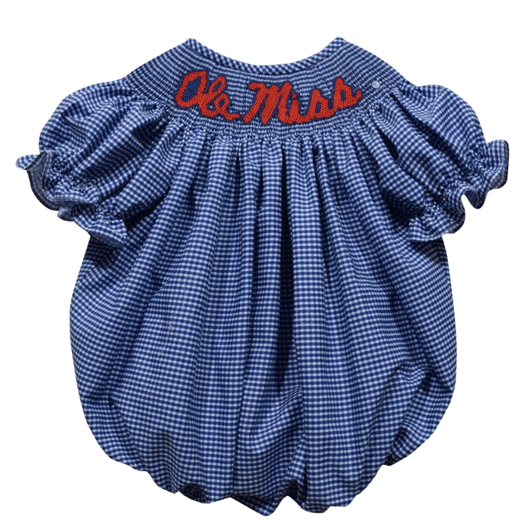 Ole Miss Smocked Gingham SS Girls Bubble Dress - Shop B - Unlimited - youth infant