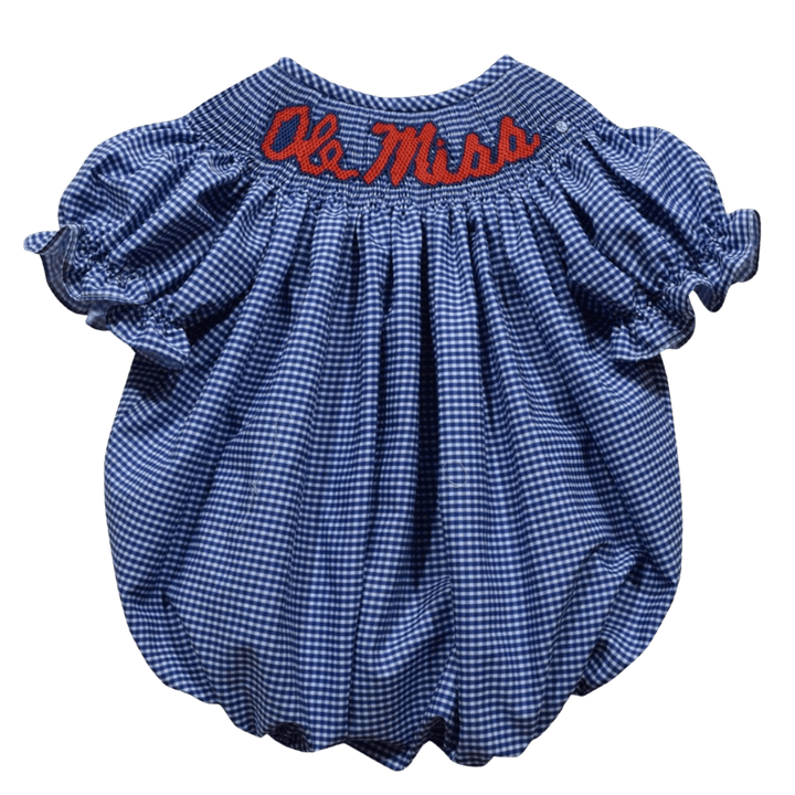Ole Miss Smocked Gingham SS Girls Bubble Dress - Shop B - Unlimited - youth infant