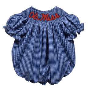 Ole Miss Smocked Gingham SS Girls Bubble Dress - Shop B - Unlimited - youth infant