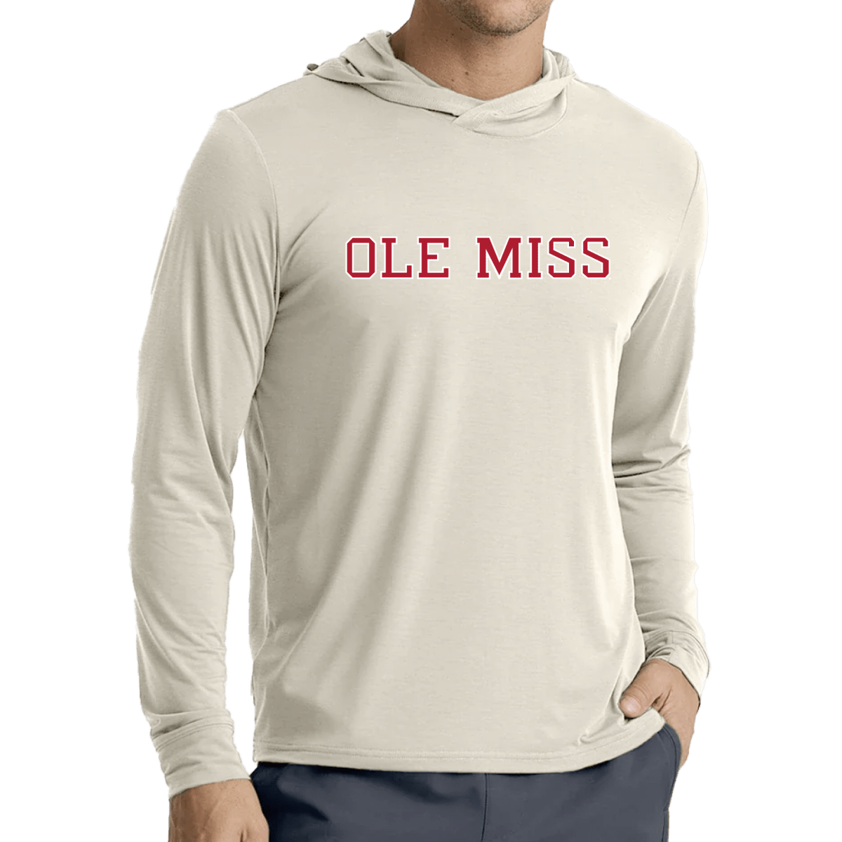 Ole Miss Varsity Block Free Fly Men's Elevate Lightweight Hoodie - Game Day Apparel - 