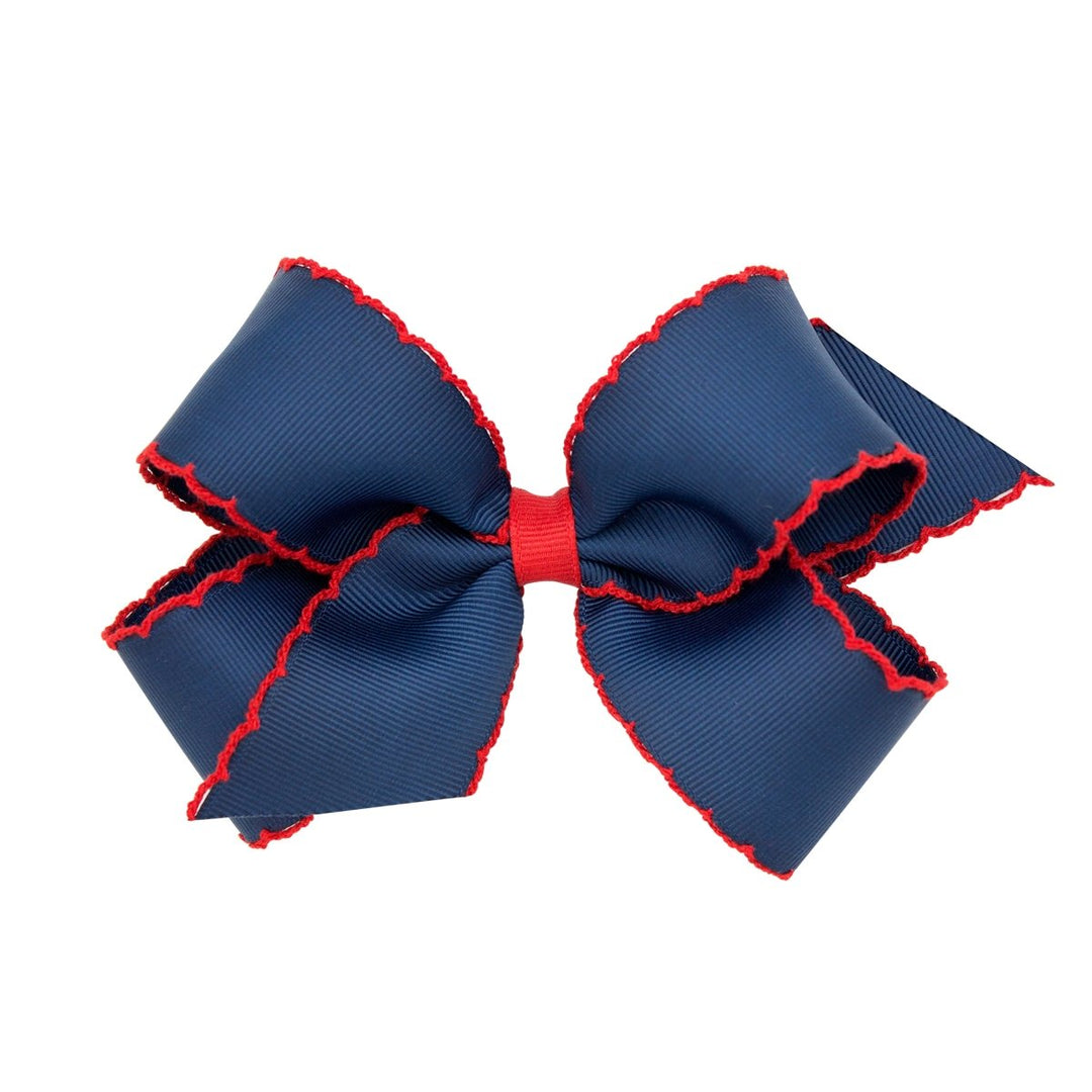 Ole Miss Wee Ones King Moonstitch Grosgrain Hair Bow with Contrasting Wrap - Shop B - Unlimited - 