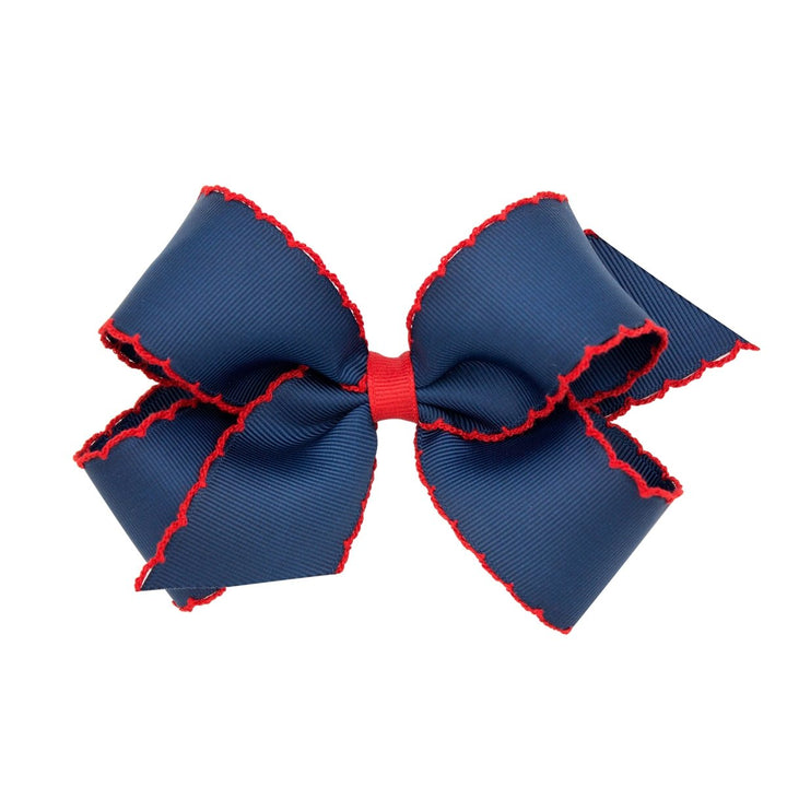 Ole Miss Wee Ones King Moonstitch Grosgrain Hair Bow with Contrasting Wrap - Shop B - Unlimited - 