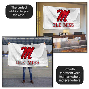 Ole Miss White M Logo Flag - Shop B - Unlimited - 