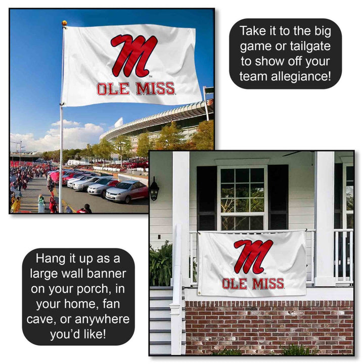 Ole Miss White M Logo Flag - Shop B - Unlimited - 