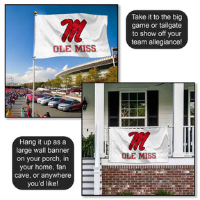 Ole Miss White M Logo Flag - Shop B - Unlimited - 