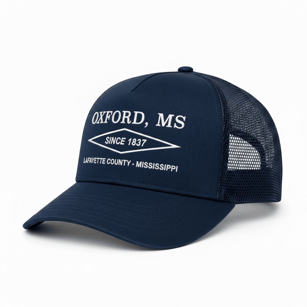 Oxford, Mississippi Diamond Trucker Hat - Game Day Apparel - Caps Adjustable