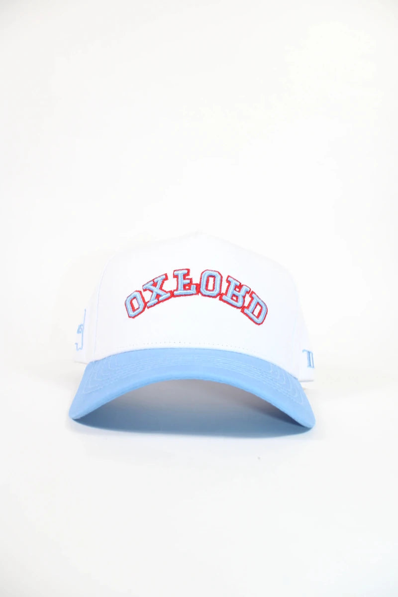 Oxford, Mississippi White & Light Blue Hat - Game Day Apparel - Caps Adjustable