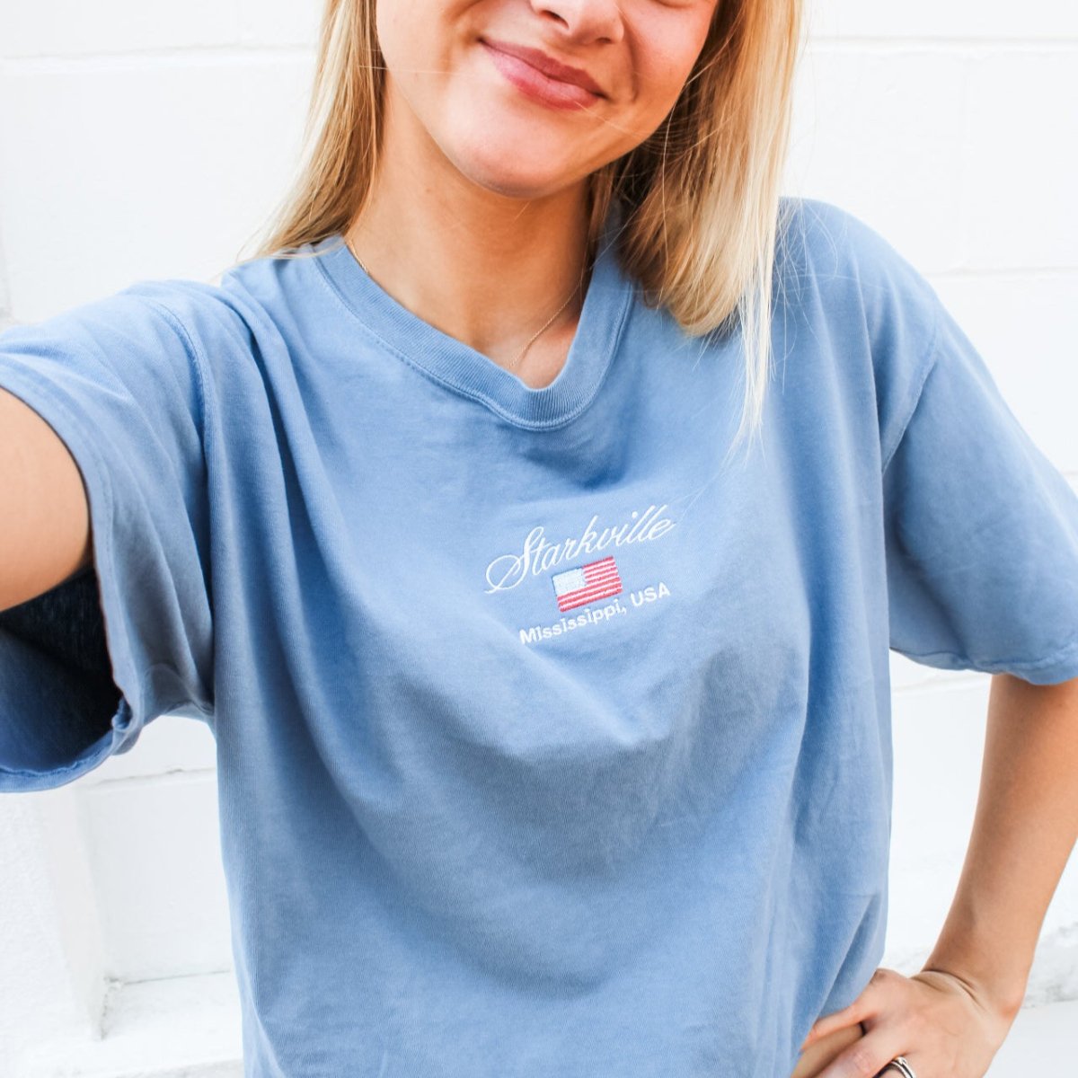Starkville Vintage Flag Embroidered T-Shirt - Shop B - Unlimited - men tee