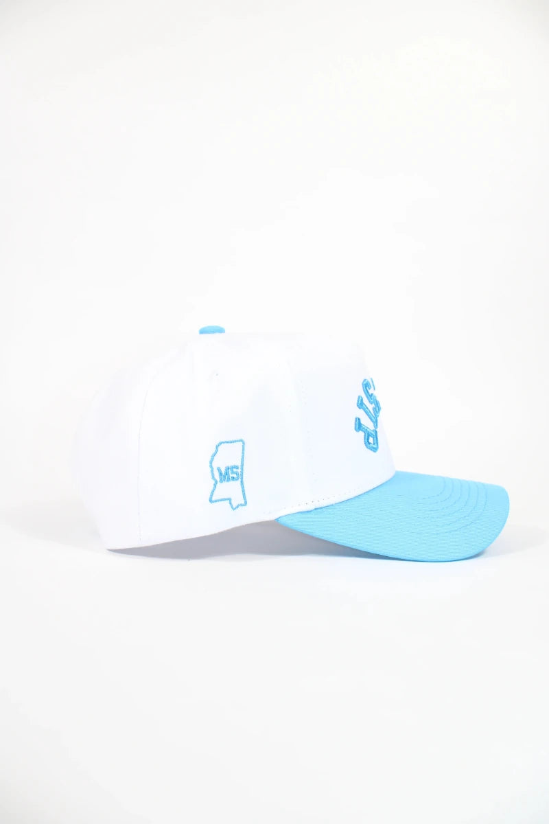 The Sip White & Light Blue Hat - Game Day Apparel - Caps Adjustable